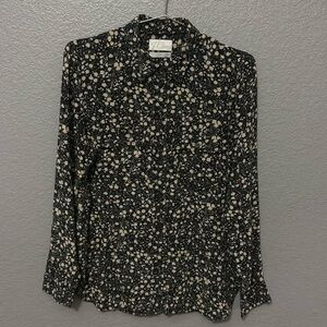 J.Crew Silk Printed dress shirt in black floral size 6